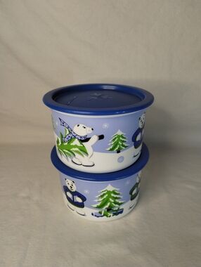 Tupperware Winter Scene Canisters - Set of 2 NEW RETIRED STOCK